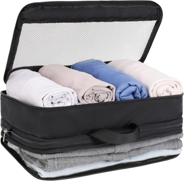 Double Sided Expandable Packing Cubes - Separate Clean and Dirty Clothes See Through Mesh Compression Packing Cubes for Travel, Efficient Packing Organizers for Road Trip, Cruise, Camping