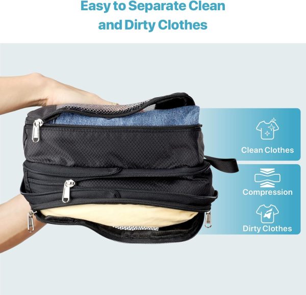 Double Sided Expandable Packing Cubes - Separate Clean and Dirty Clothes See Through Mesh Compression Packing Cubes for Travel, Efficient Packing Organizers for Road Trip, Cruise, Camping - Image 2