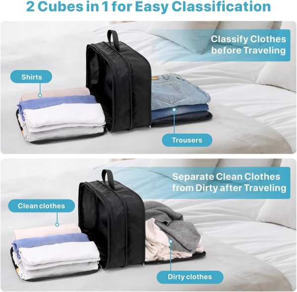 Double Sided Expandable Packing Cubes - Separate Clean and Dirty Clothes See Through Mesh Compression Packing Cubes for Travel, Efficient Packing Organizers for Road Trip, Cruise, Camping - Image 3