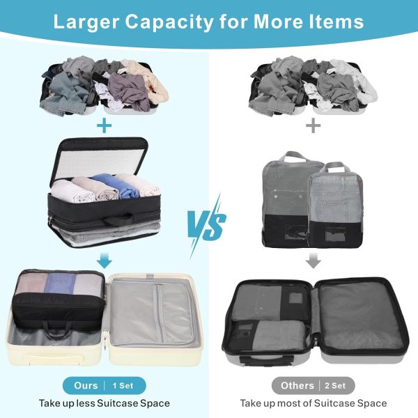 Double Sided Expandable Packing Cubes - Separate Clean and Dirty Clothes See Through Mesh Compression Packing Cubes for Travel, Efficient Packing Organizers for Road Trip, Cruise, Camping - Image 4