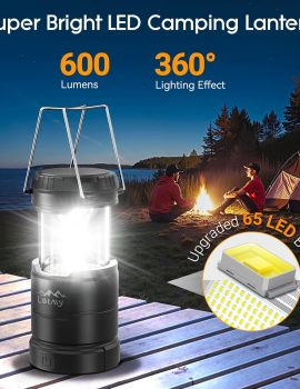 LETMY 4 Pack Camping Lanterns for Power Outages – Dimmable & 3 Color Modes, Battery Powered Lantern, Collapsible, Water Resistant Lantern Flashlight for Emergency, Hurricane, Storms, Outdoor Survival