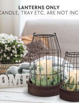 Rustic Farmhouse Lantern Decor Set of 2 – Stylish Decorative Lanterns for Your Living Room, Fireplace Mantle or Kitchen Dining Table – Modern Upscale Beauty for Your Entire Home