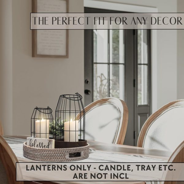 Rustic Farmhouse Lantern Decor Set of 2 - Stylish Decorative Lanterns for Your Living Room, Fireplace Mantle or Kitchen Dining Table - Modern Upscale Beauty for Your Entire Home - Image 3